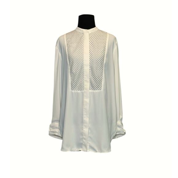 H&M white long sleeves hidden button tunic blouse size Small - Picture 1 of 16